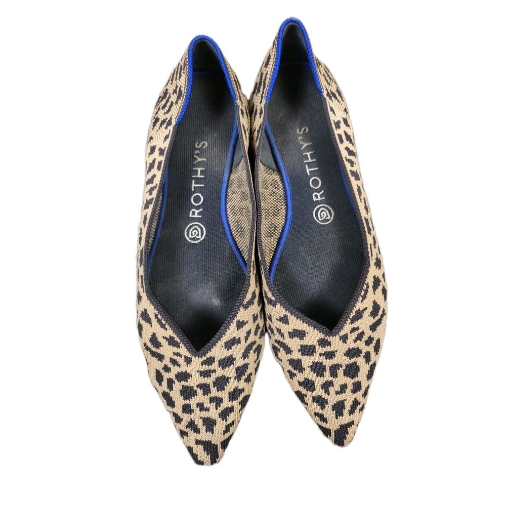 Rothy's The Point Leopard Print Knit Flats Pointed Toe Womens 9.5